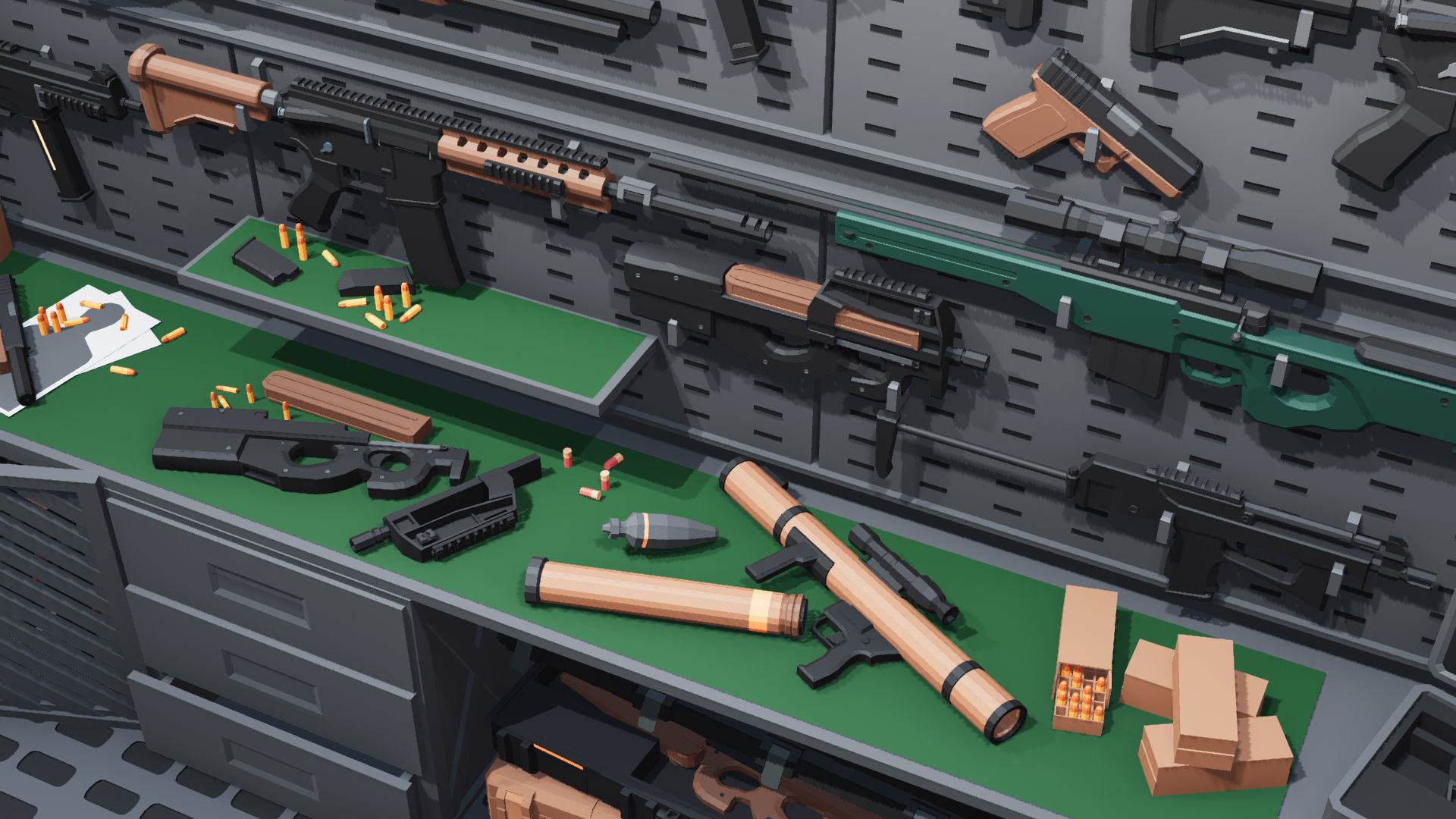Poligonal Weapon Rack Low-poly 3D model_3
