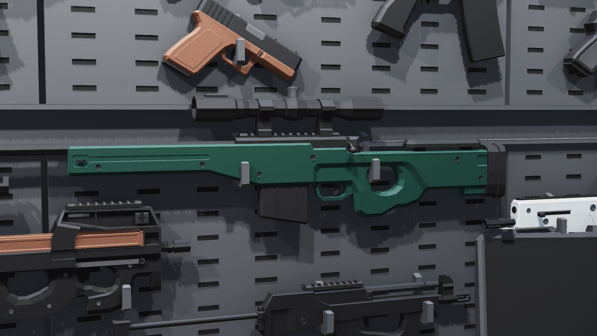 Poligonal Weapon Rack Low-poly 3D model_19