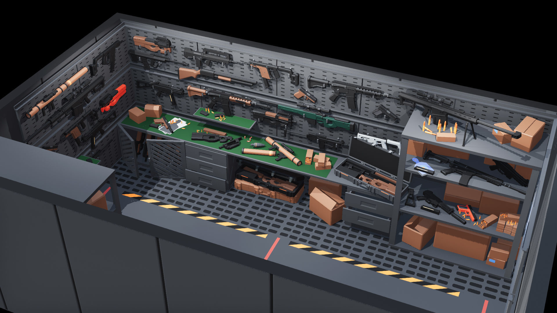 Poligonal Weapon Rack Low-poly 3D model_1