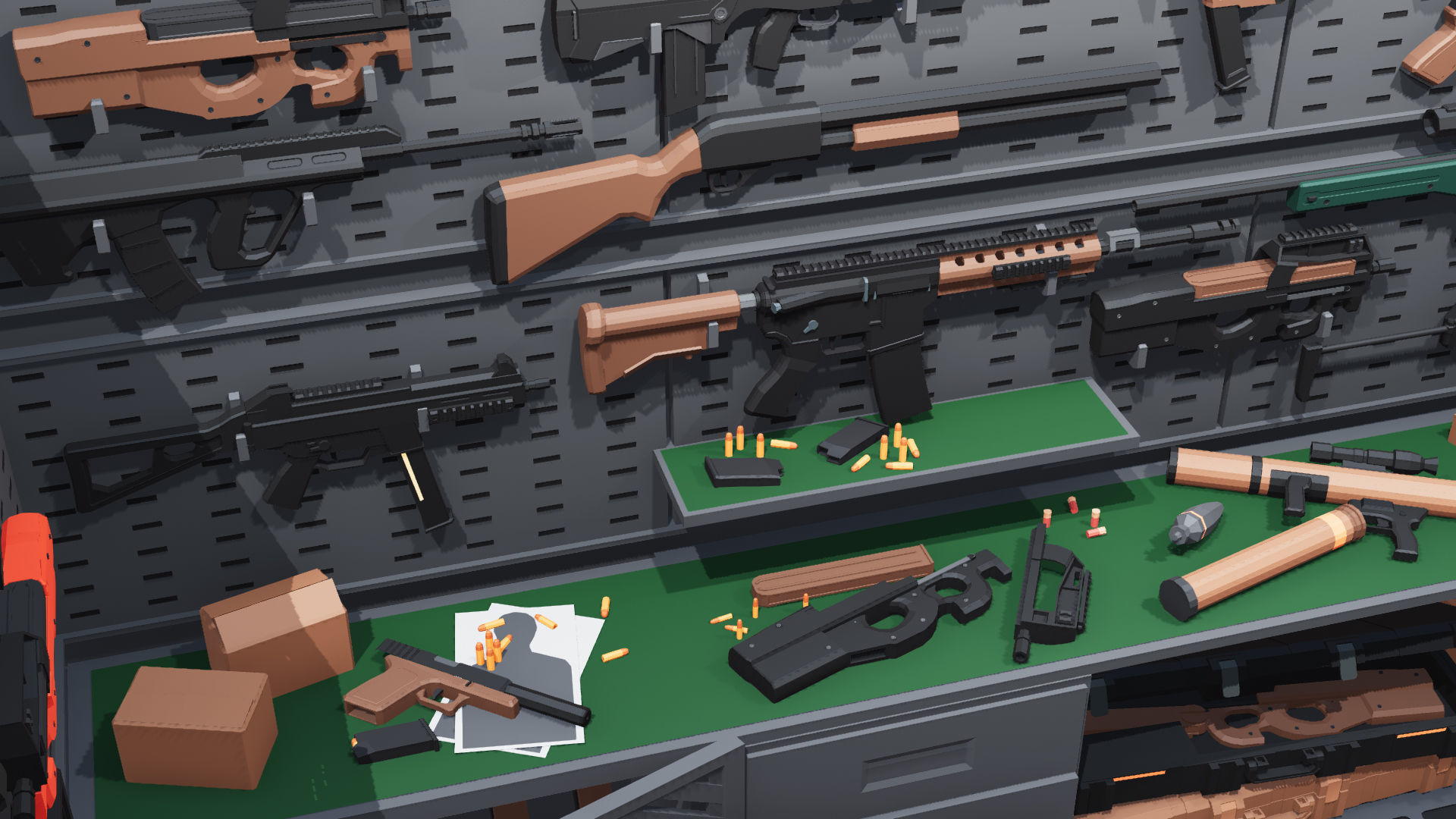 Poligonal Weapon Rack Low-poly 3D model_6