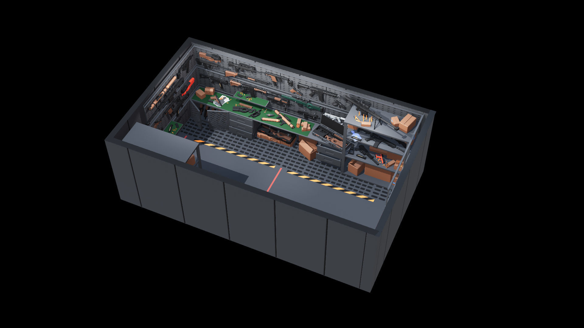 Poligonal Weapon Rack Low-poly 3D model_12