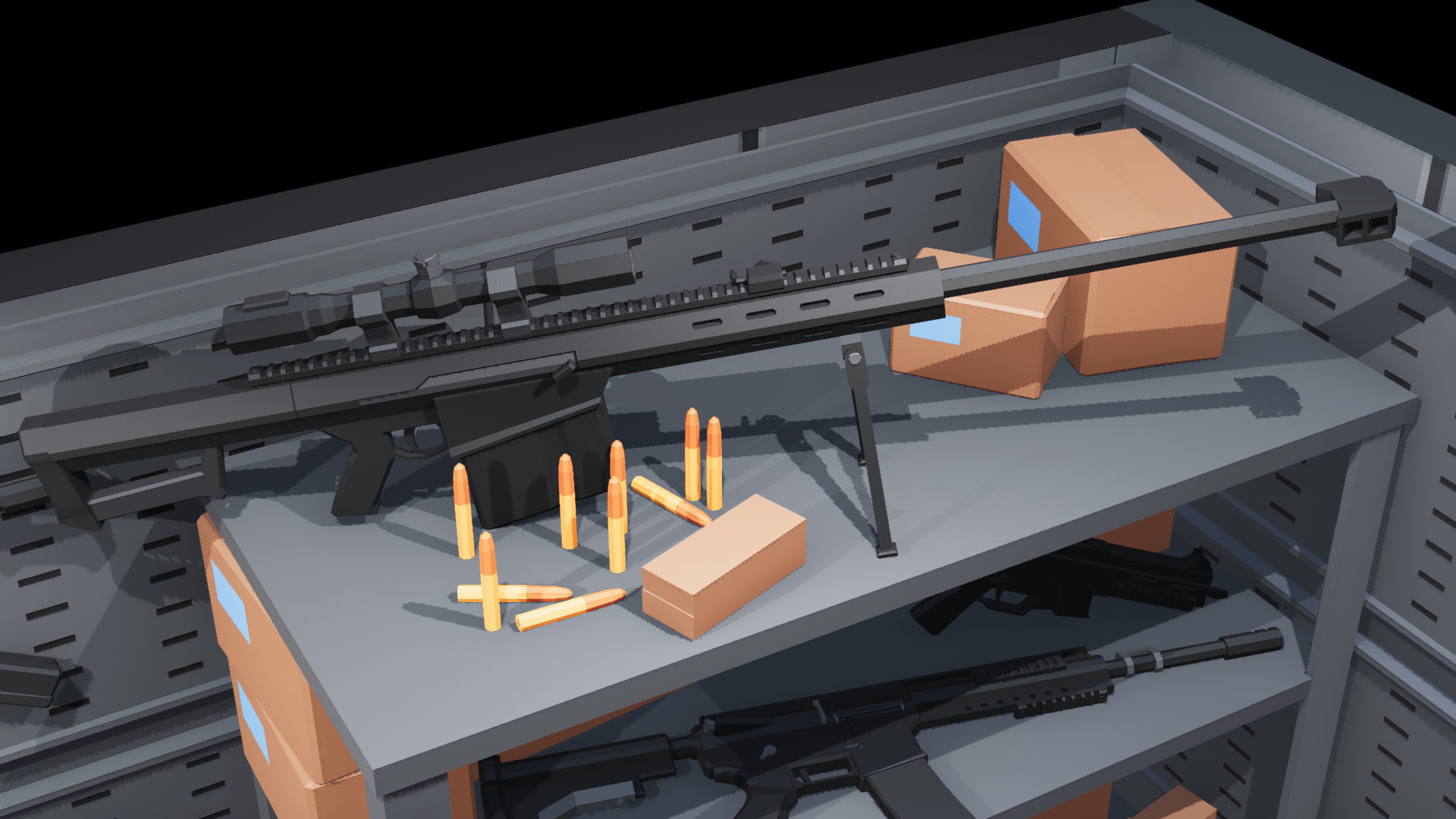 Poligonal Weapon Rack Low-poly 3D model_36