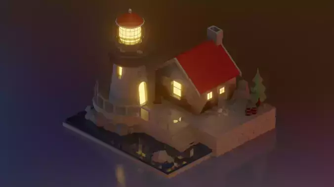 blender lowpoly lighthouse Low-poly 3D model