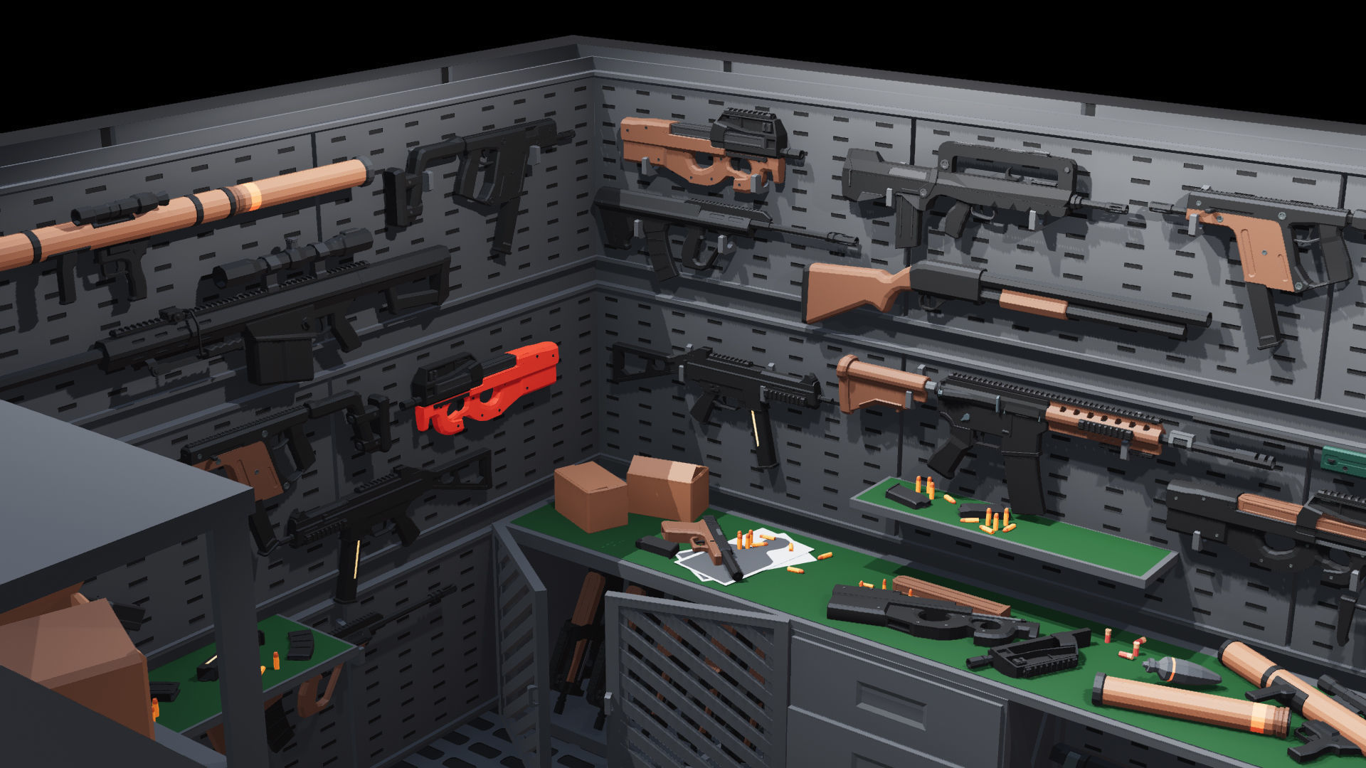 Poligonal Weapon Rack Low-poly 3D model_5