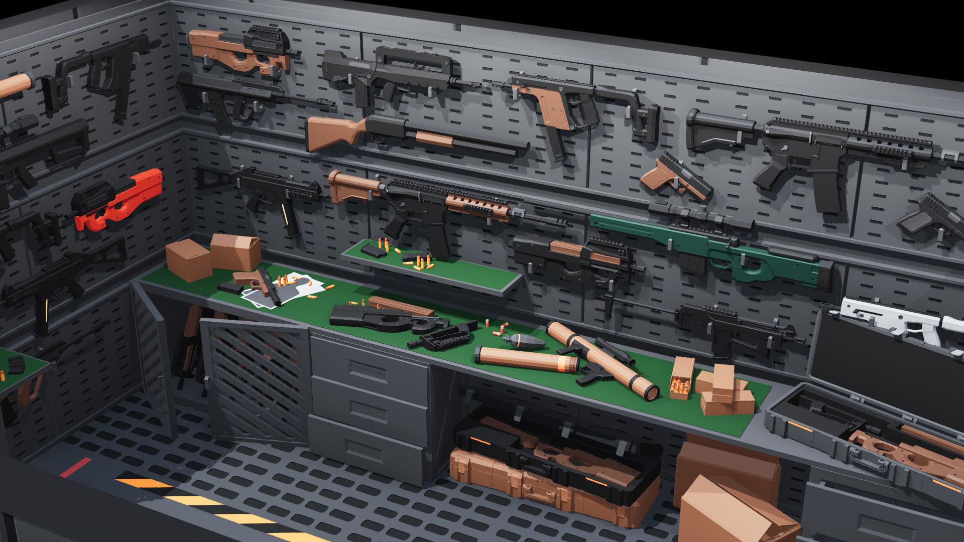 Poligonal Weapon Rack Low-poly 3D model_13