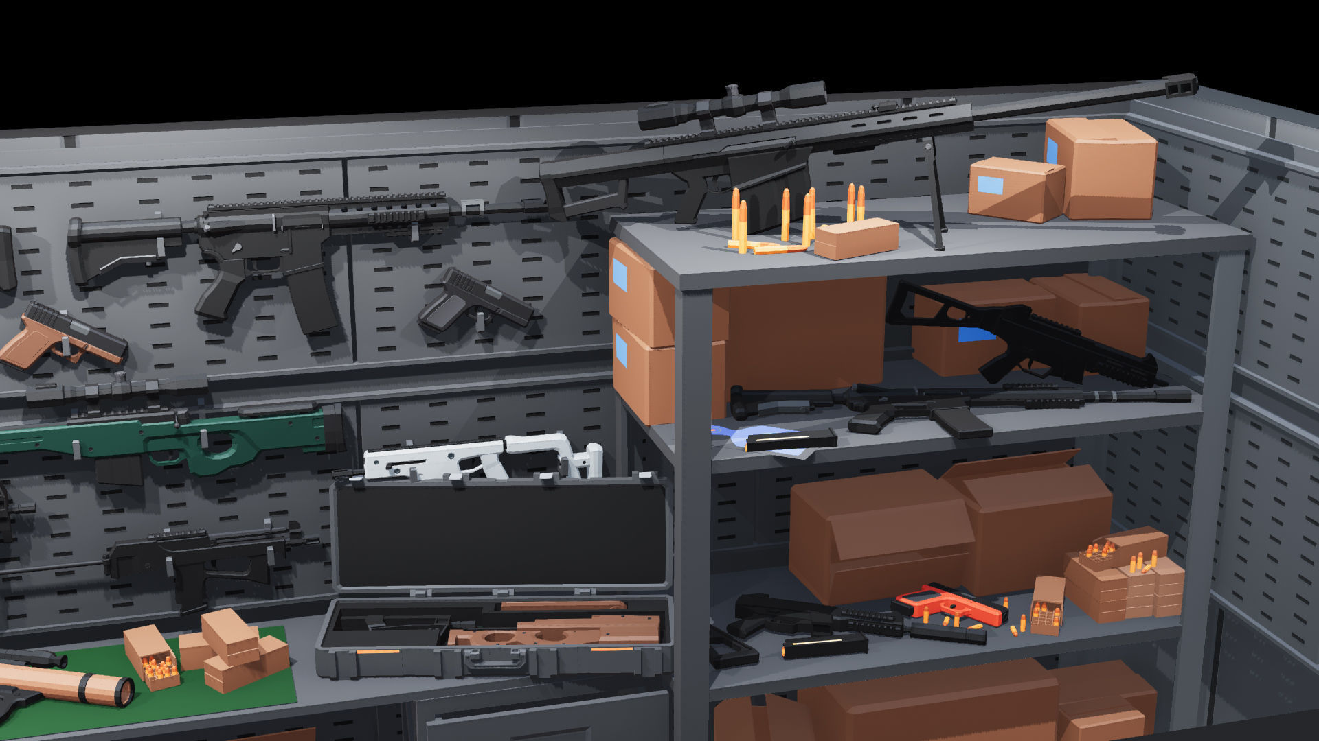 Poligonal Weapon Rack Low-poly 3D model_33