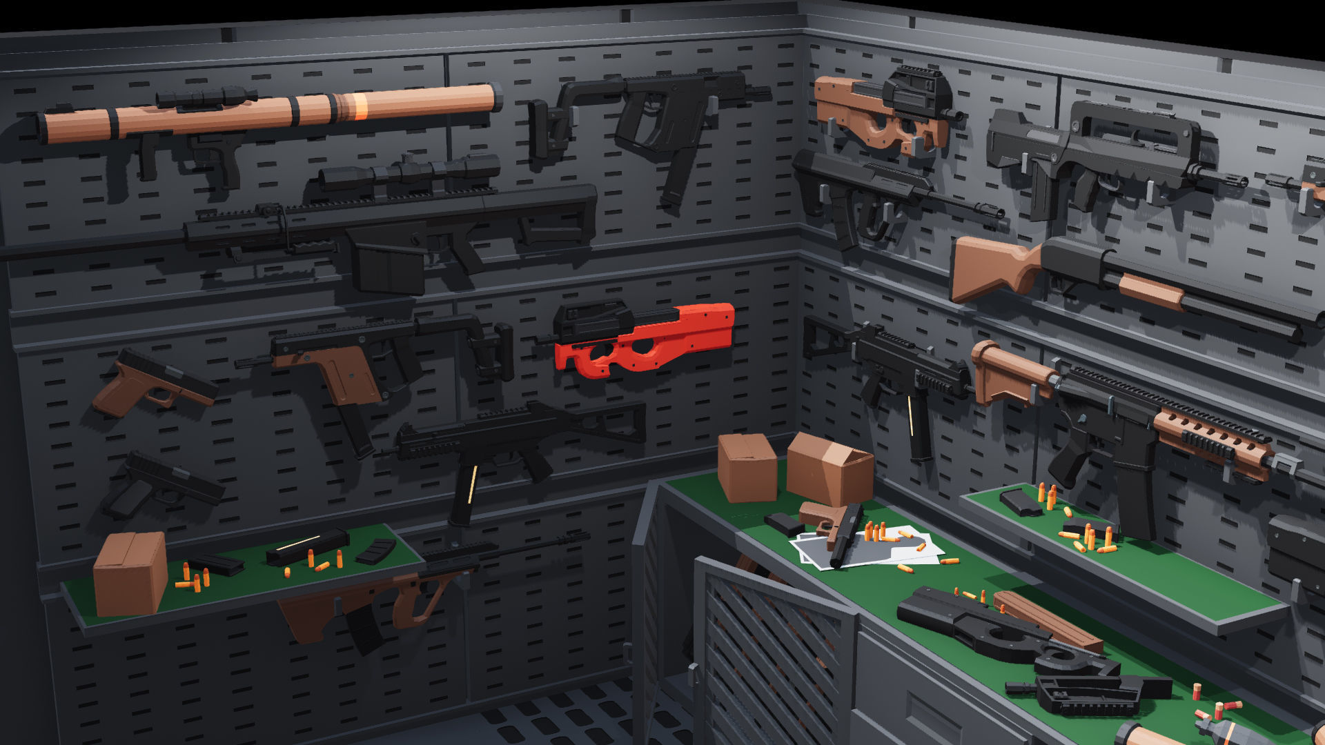Poligonal Weapon Rack Low-poly 3D model_6
