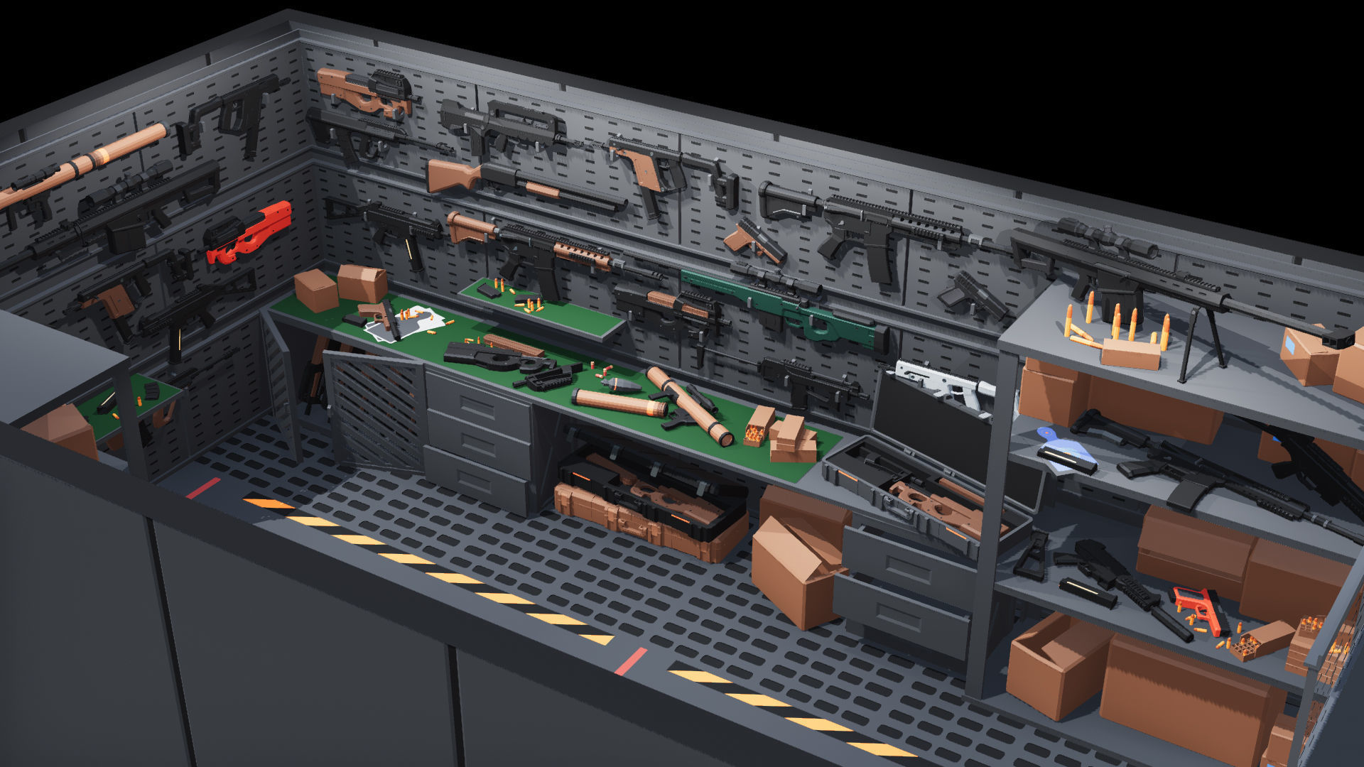 Poligonal Weapon Rack Low-poly 3D model_17