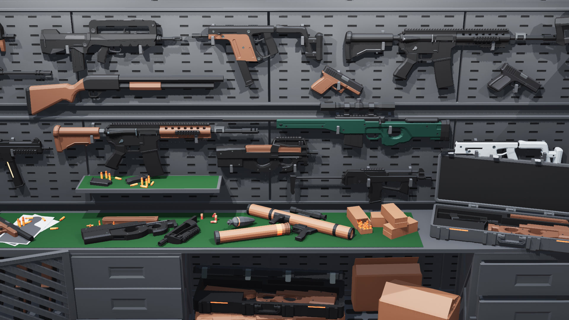 Poligonal Weapon Rack Low-poly 3D model_3