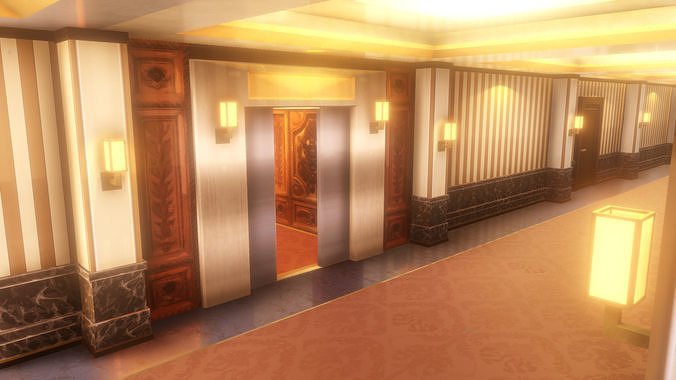 Anime Style Corridor Low-poly 3D model