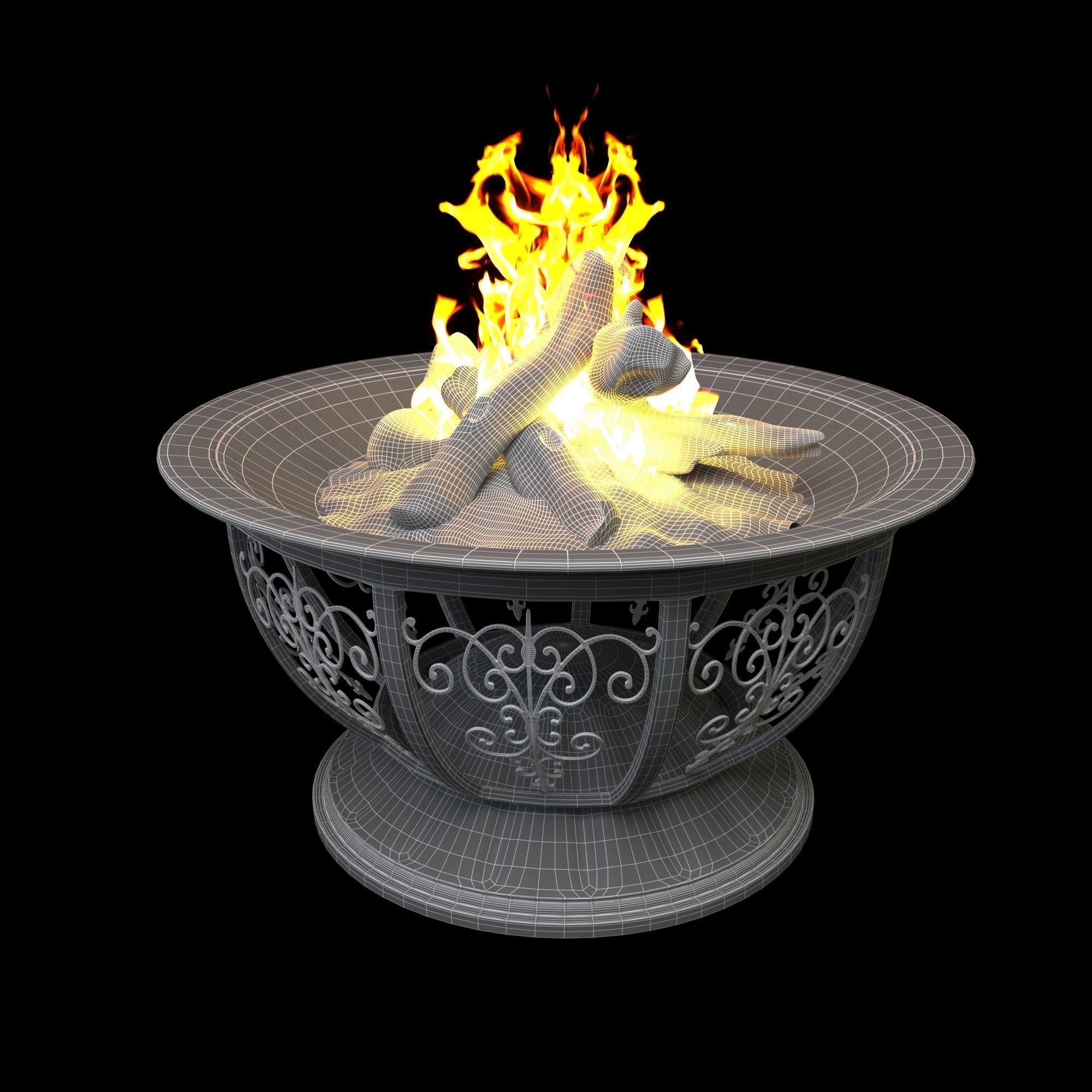 Outdoor Copper Fire Pit 3D model_5