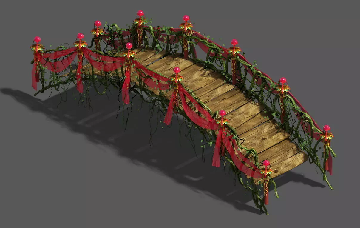 Wedding - wooden bridge 3D model_0