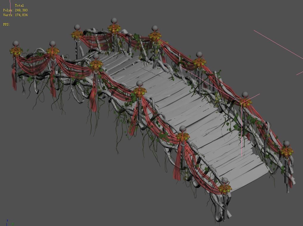 Wedding - wooden bridge 3D model_1