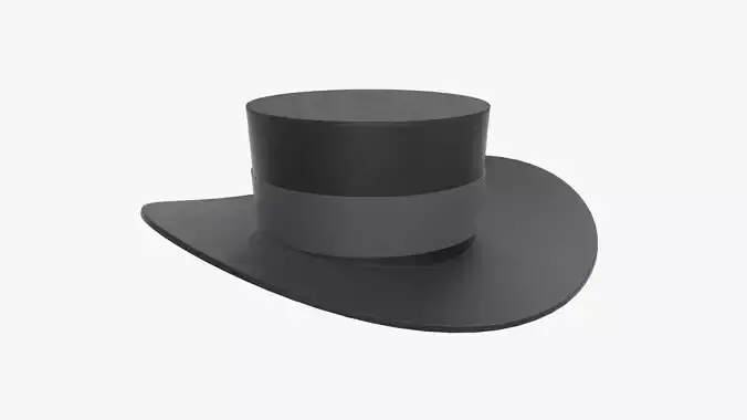 Black classic hat Free 3D model
