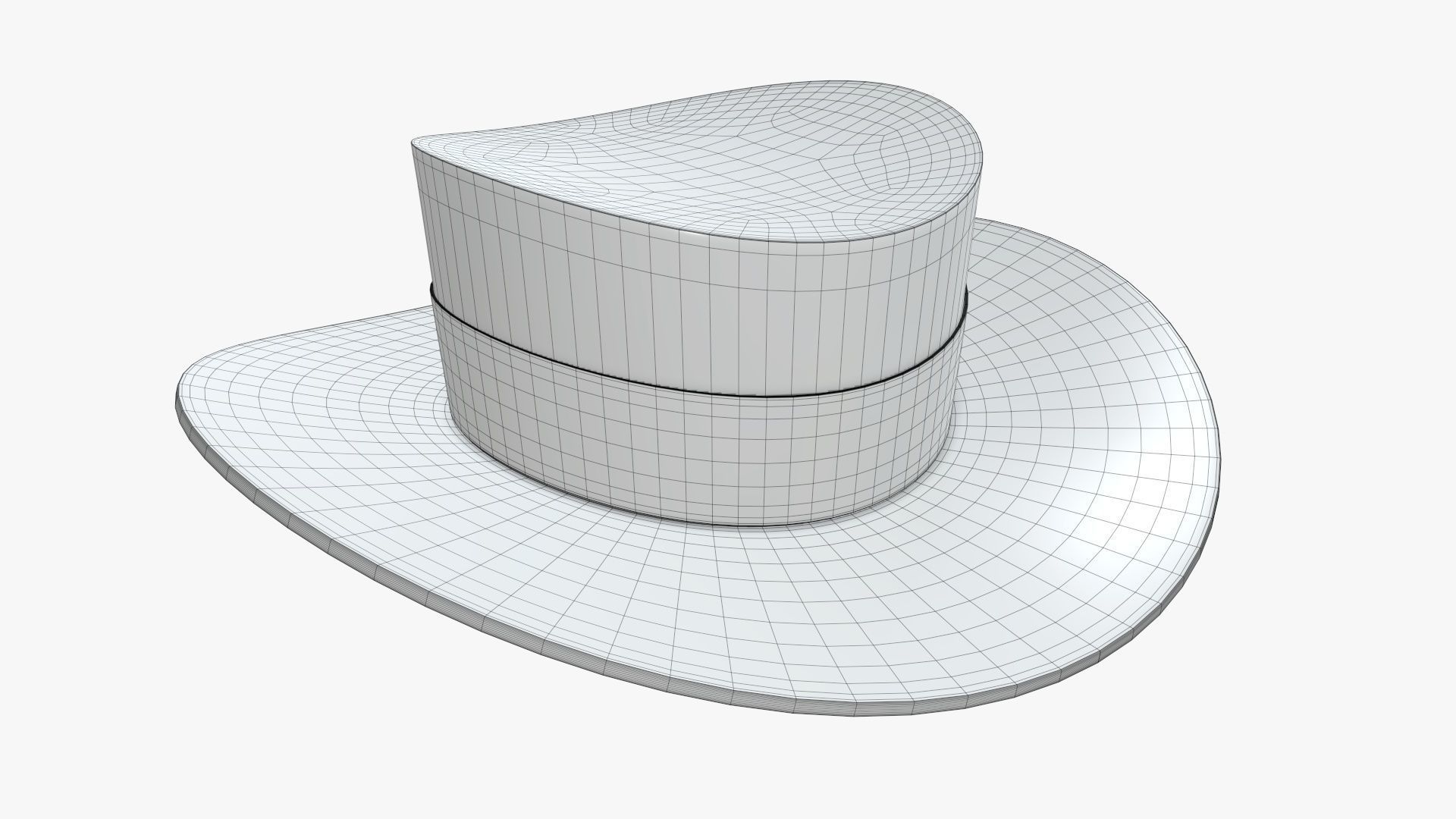 Black classic hat 02 Free 3D model_4