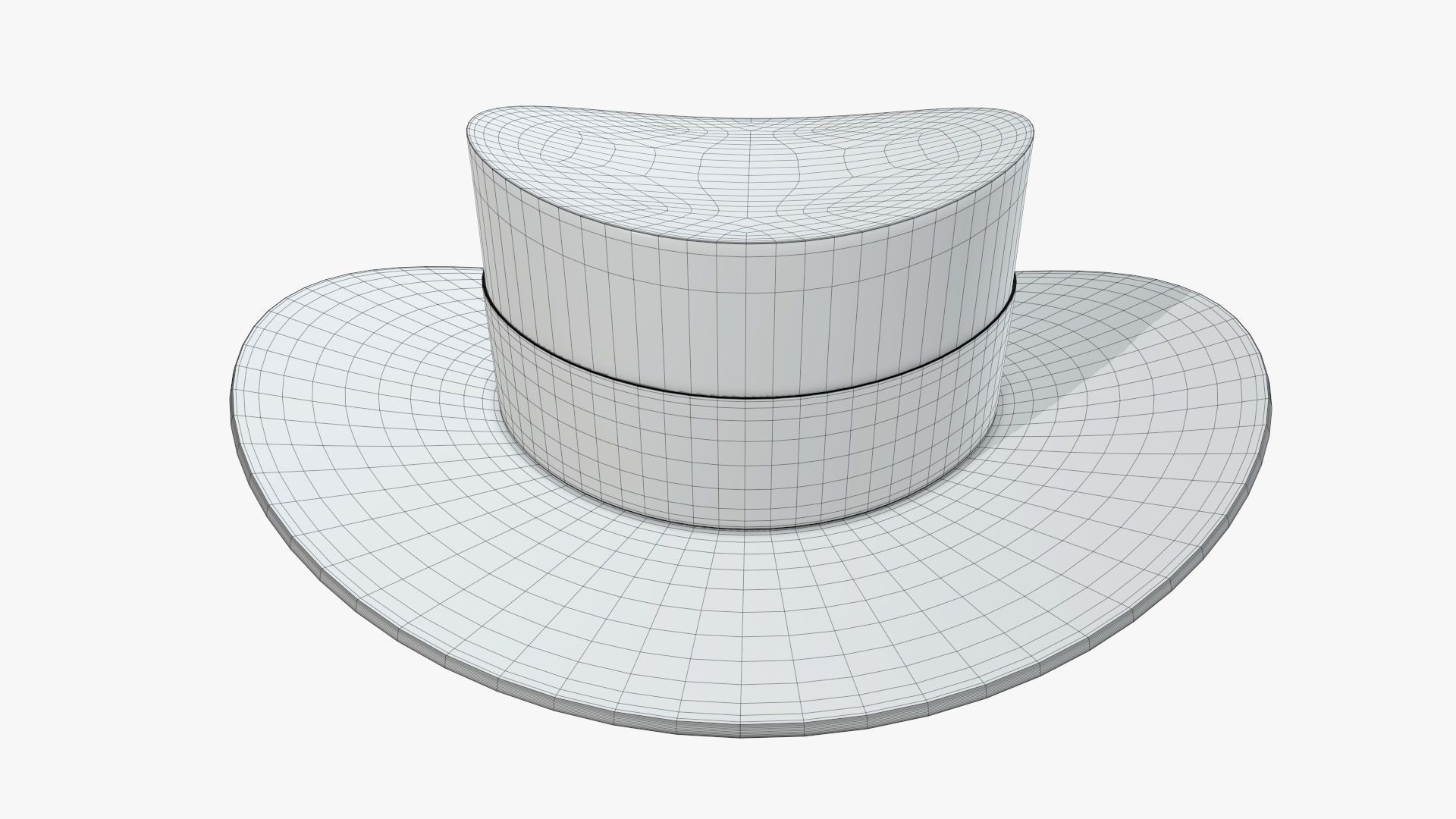 Black classic hat 02 Free 3D model_5