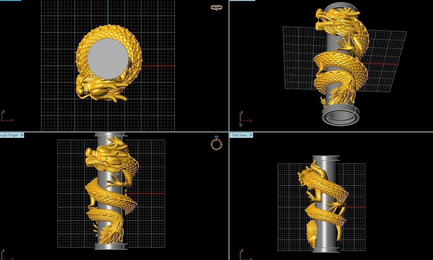 Chinese Gold Dragon create from 3dm thank 3D print model_5