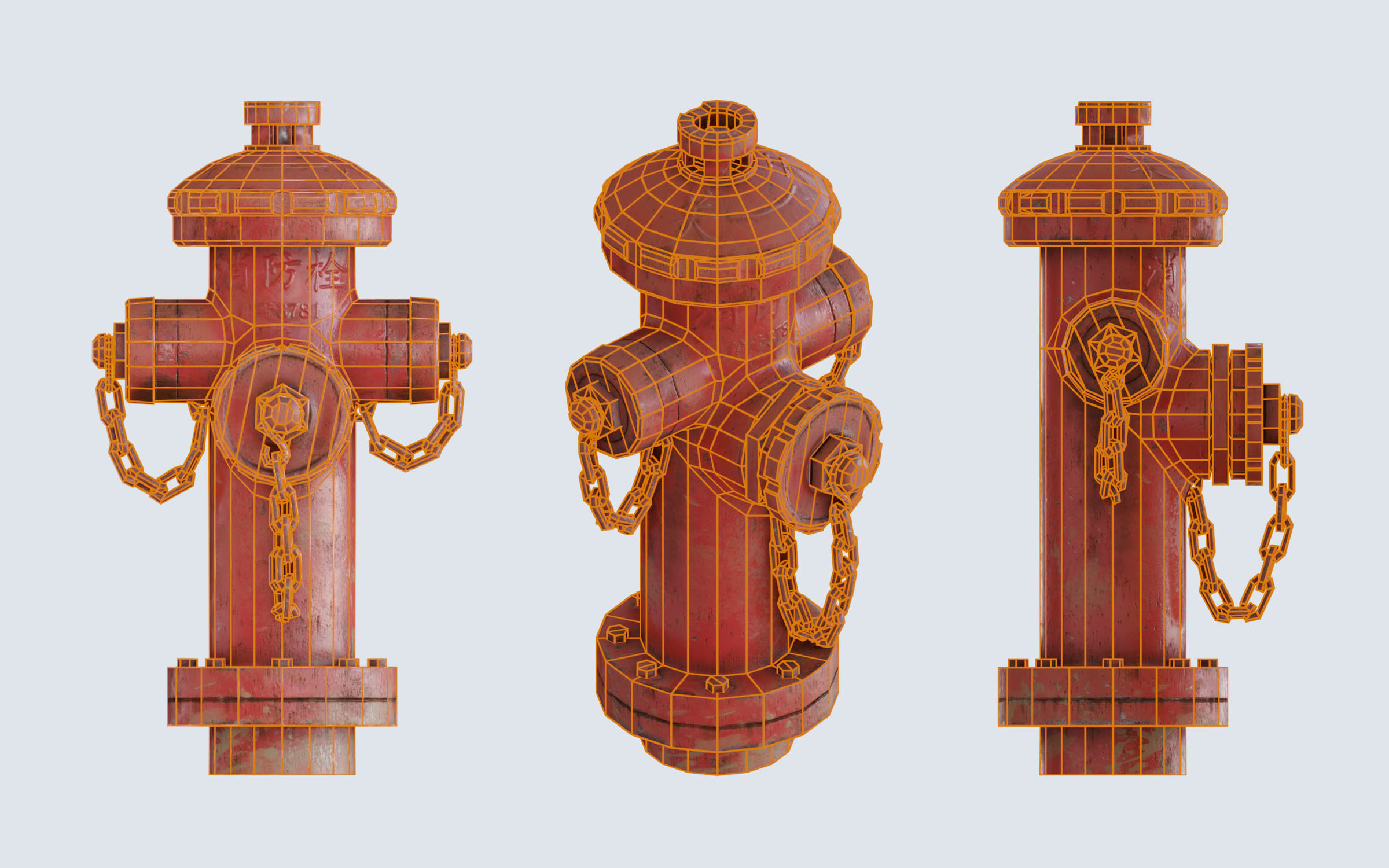 Fire Hydrant - Chinese Style Design Low-poly 3D model_3