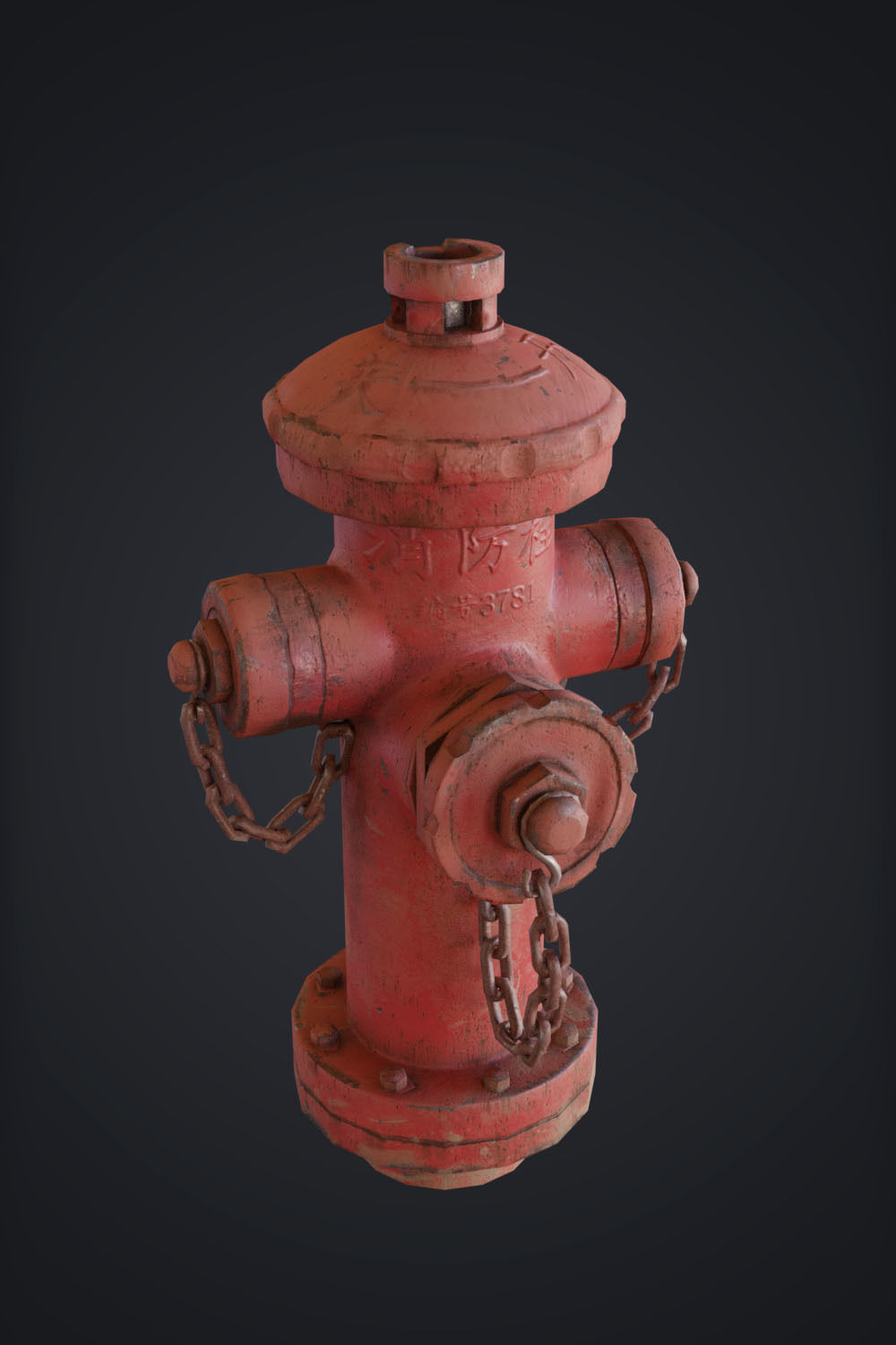 Fire Hydrant - Chinese Style Design Low-poly 3D model_1