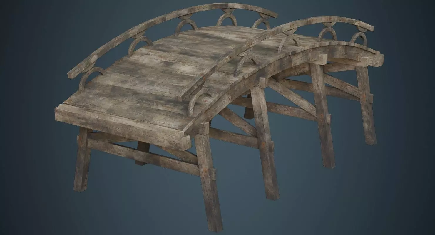 Plank Bridge 1B Low-poly 3D model_0