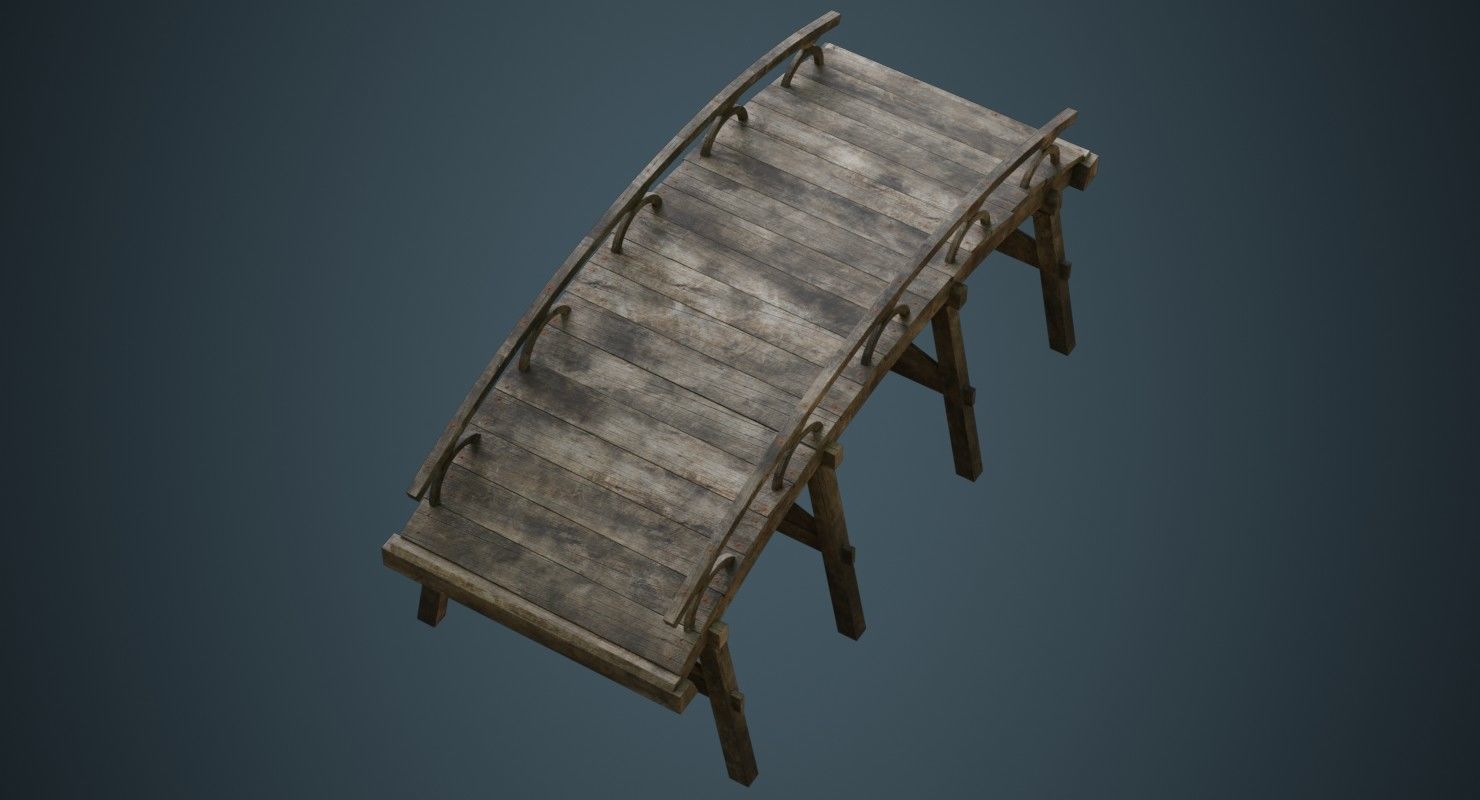 Plank Bridge 1B Low-poly 3D model_2