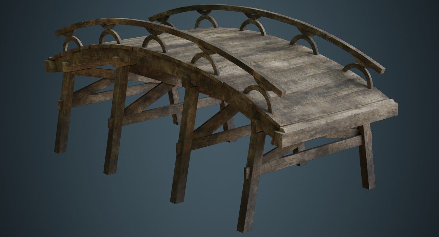 Plank Bridge 1B Low-poly 3D model_1