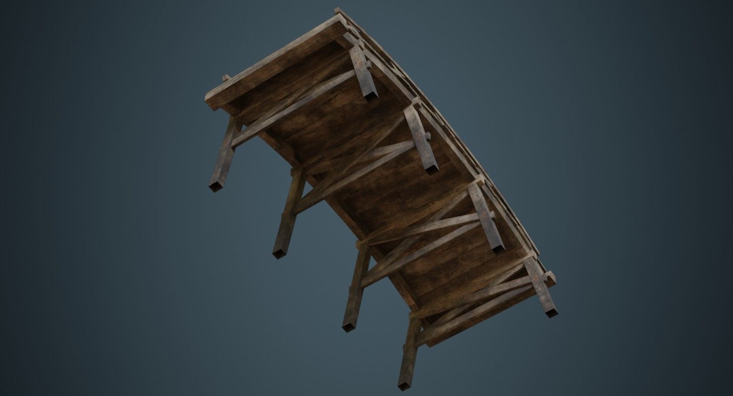 Plank Bridge 1B Low-poly 3D model_4