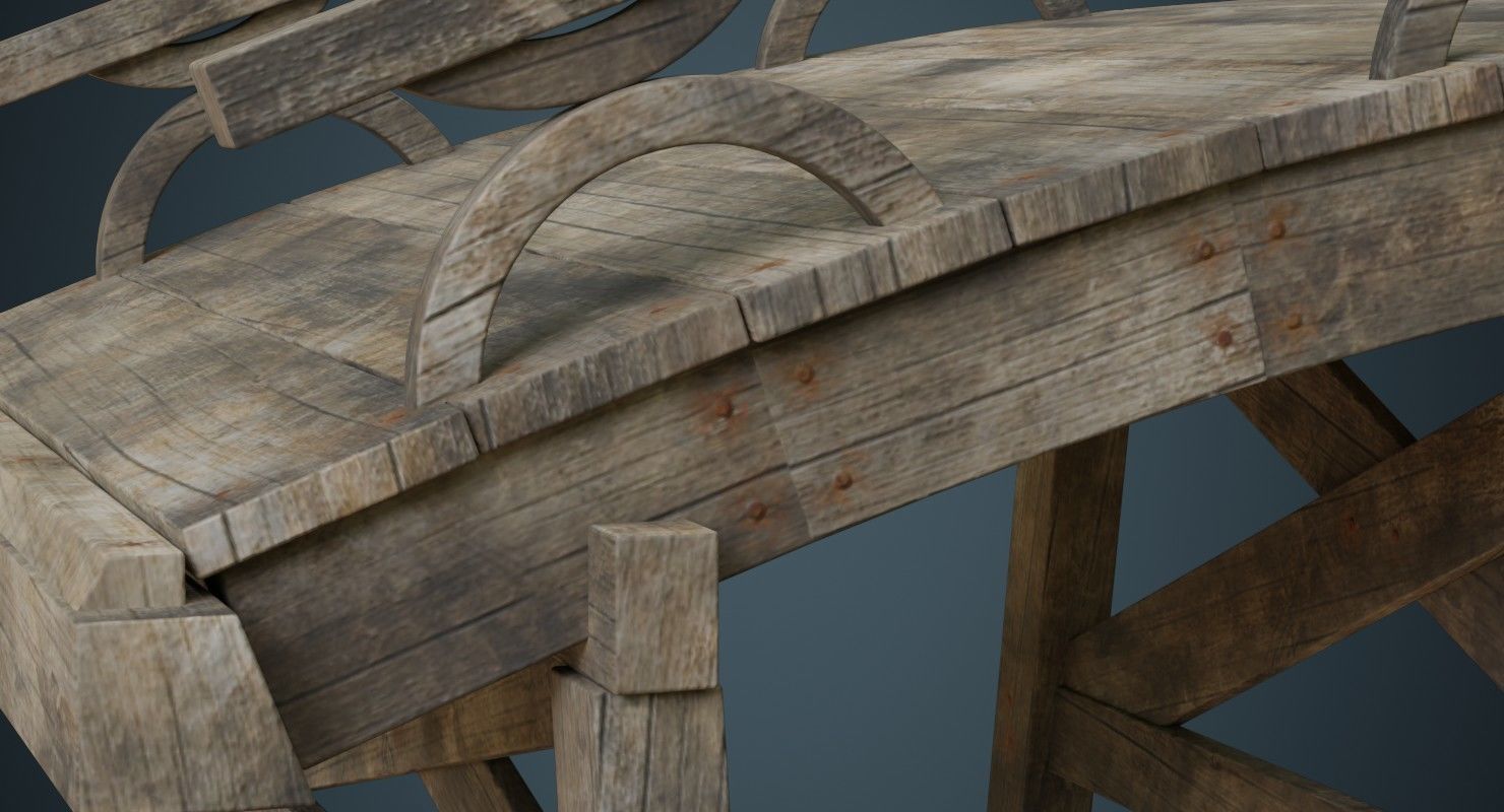 Plank Bridge 1B Low-poly 3D model_5