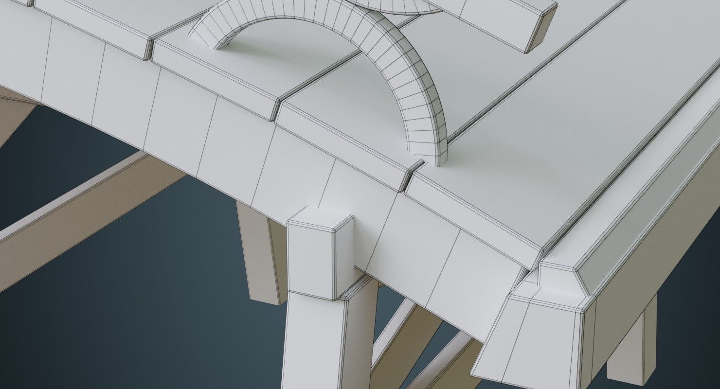 Plank Bridge 1B Low-poly 3D model_8