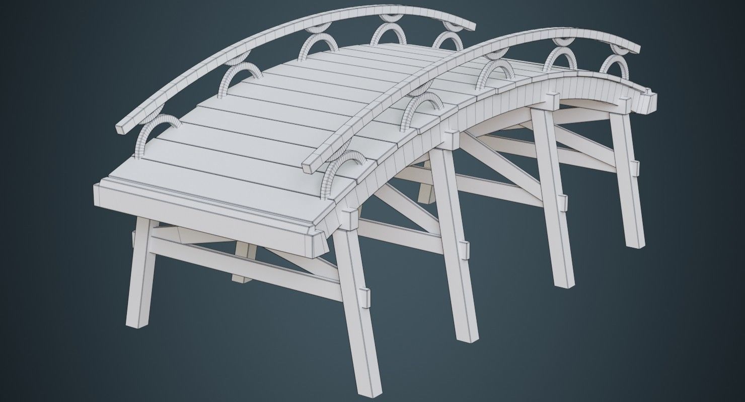 Plank Bridge 1B Low-poly 3D model_7
