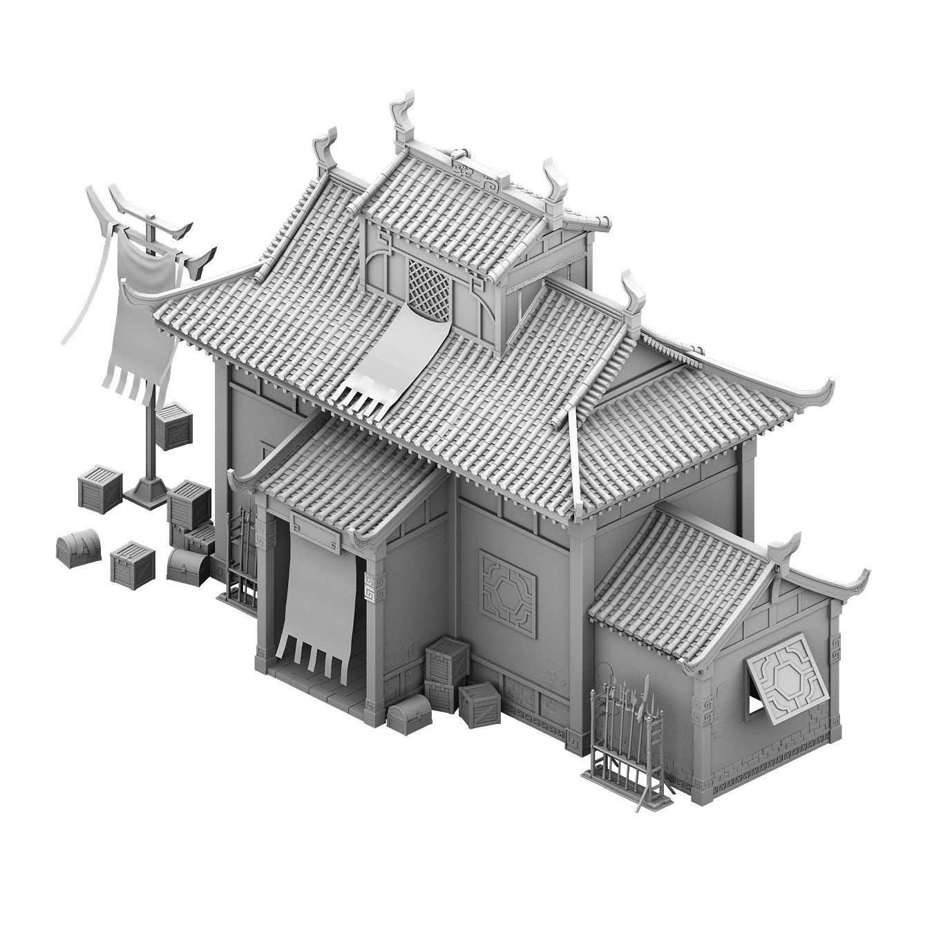 Building - Escort and Inn 3D model_2
