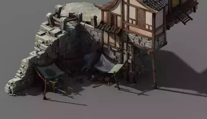 Building - Broken Small Stall 01