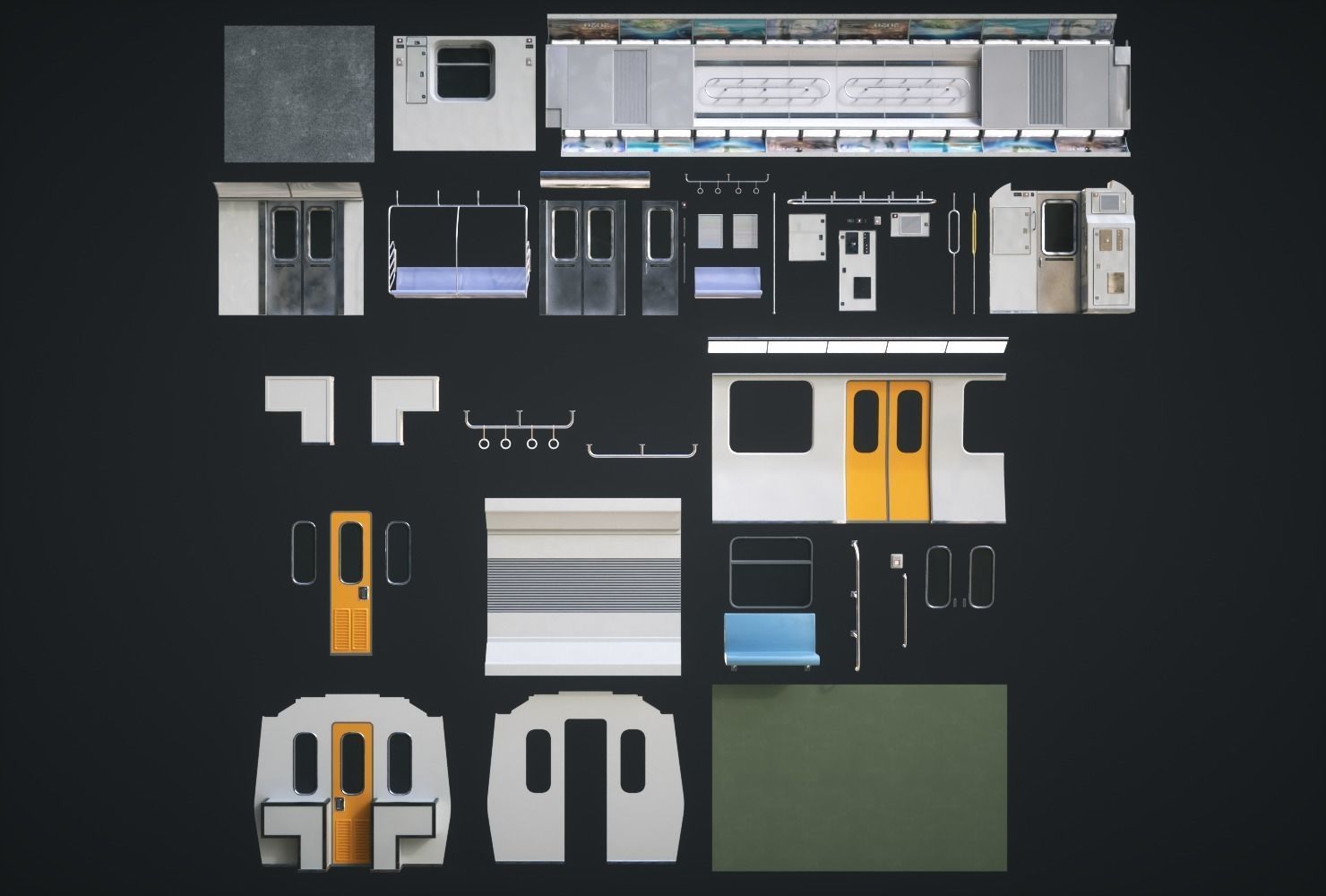 Subway Car Interior HDR Low-poly 3D model_5