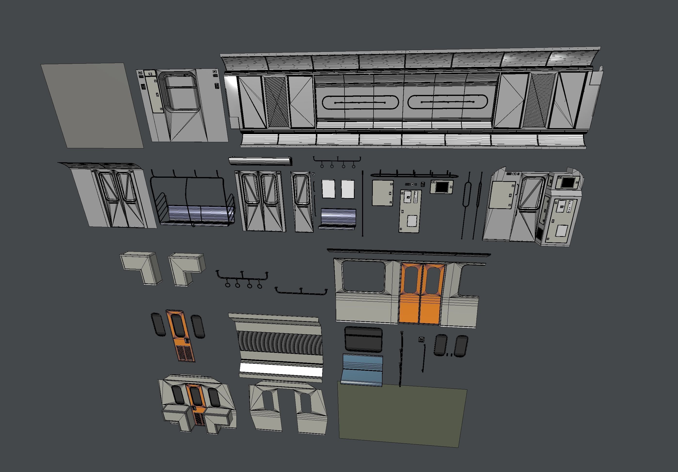 Subway Car Interior HDR Low-poly 3D model_6
