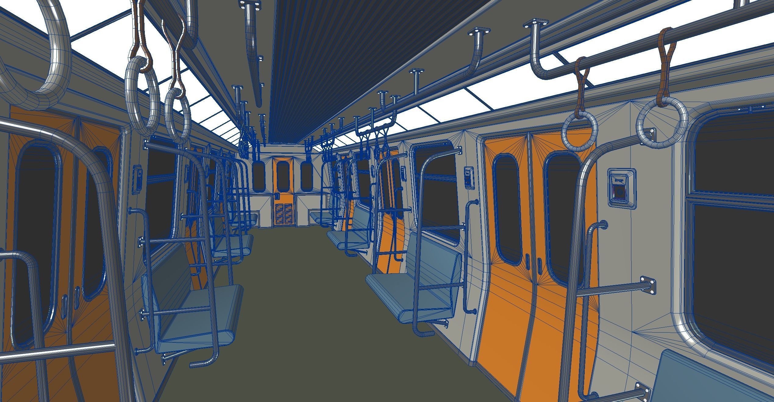 Subway Car Interior HDR Low-poly 3D model_16