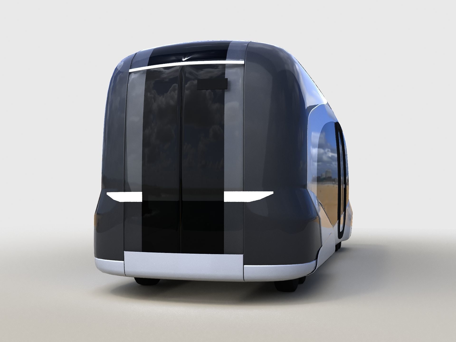 Concept Bus future transport system Low-poly 3D model_5