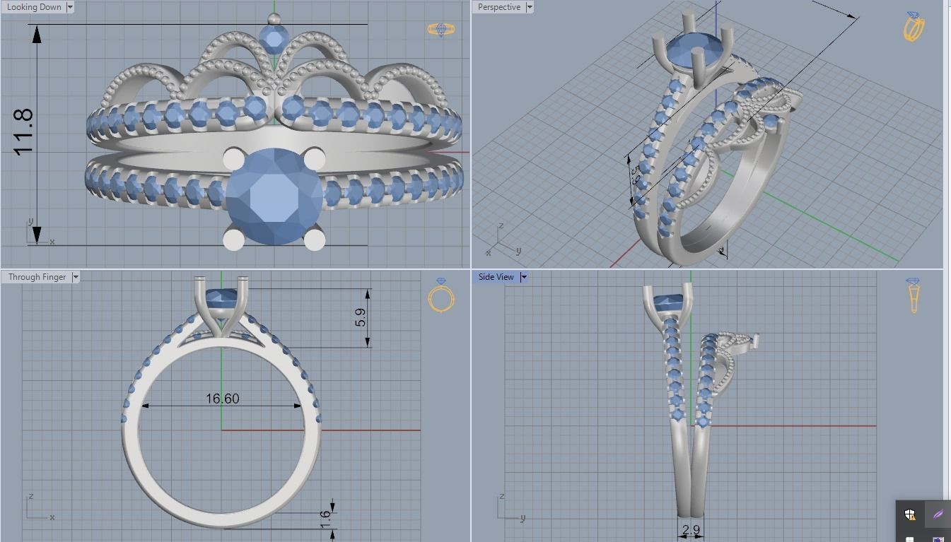 Engagement ring 3D print model_13