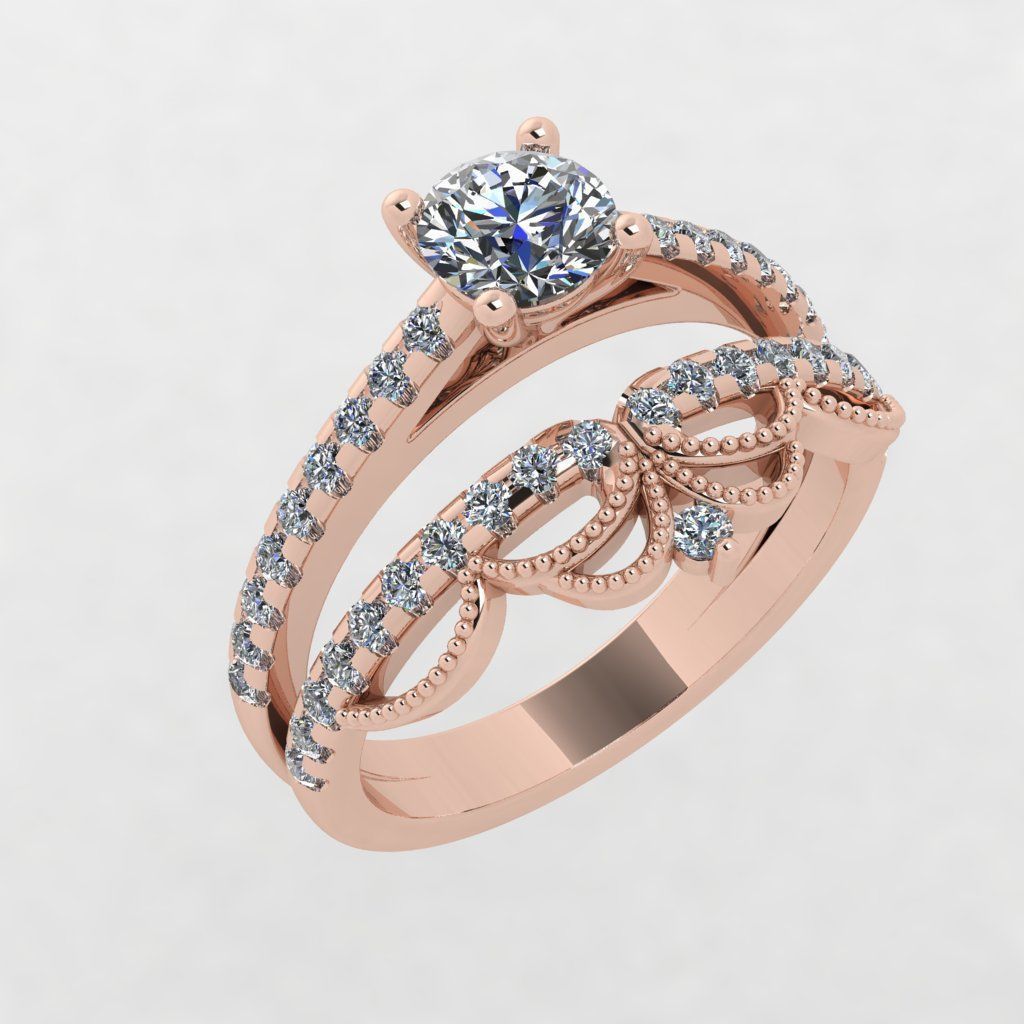 Engagement ring 3D print model_1