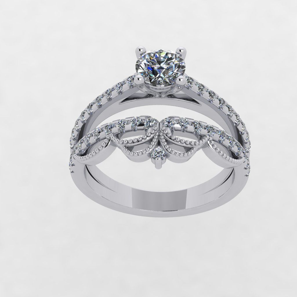 Engagement ring 3D print model_5