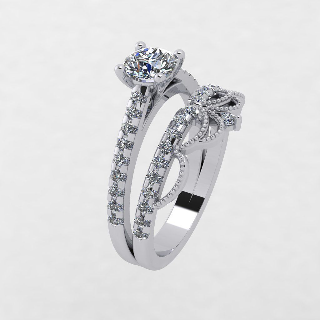 Engagement ring 3D print model_4
