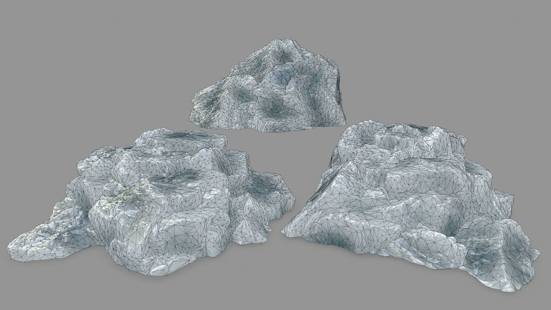 Rock Set piece of Low-poly 3D model_2
