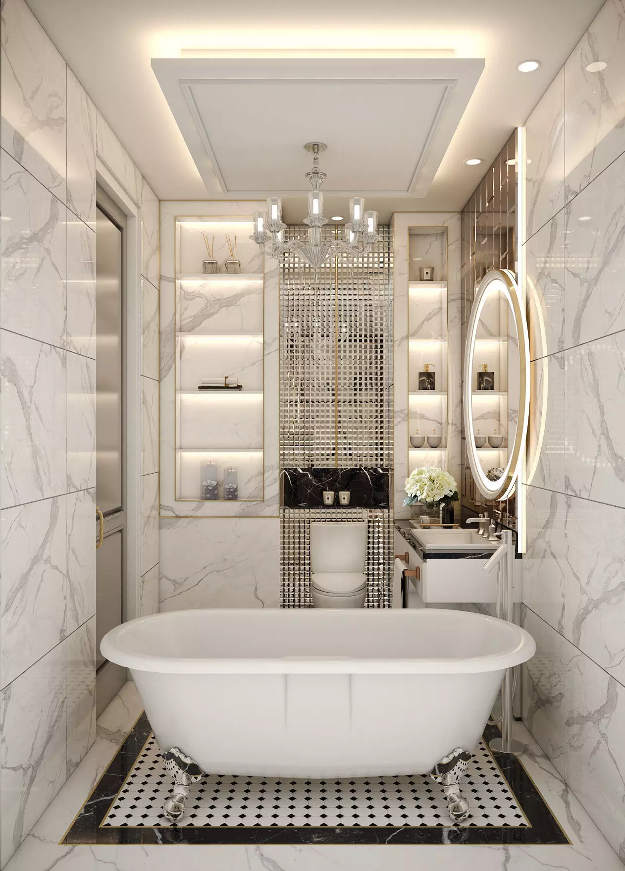 BATHROOM with marble floors and bathtub 3D model_0