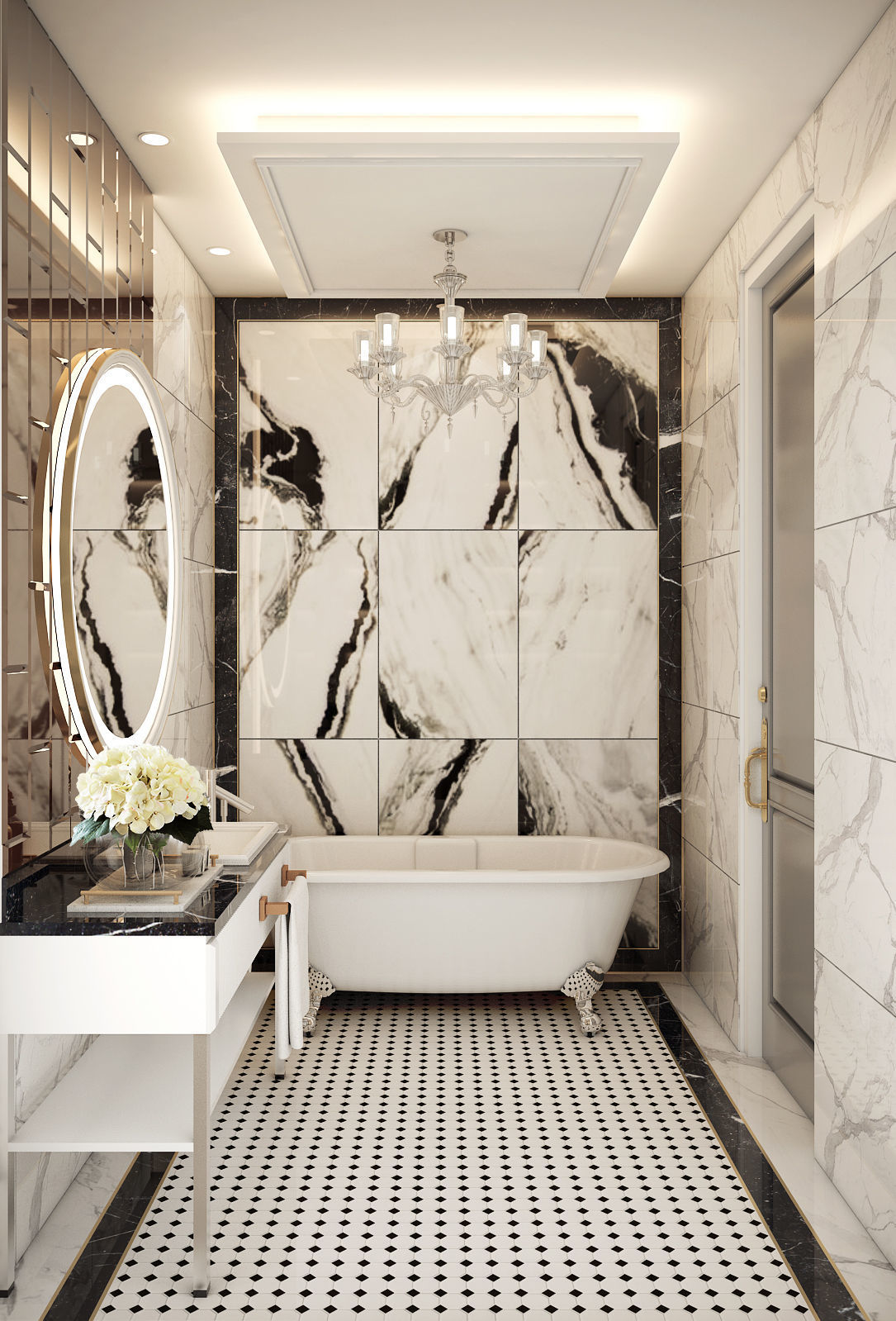 BATHROOM with marble floors and bathtub 3D model_1