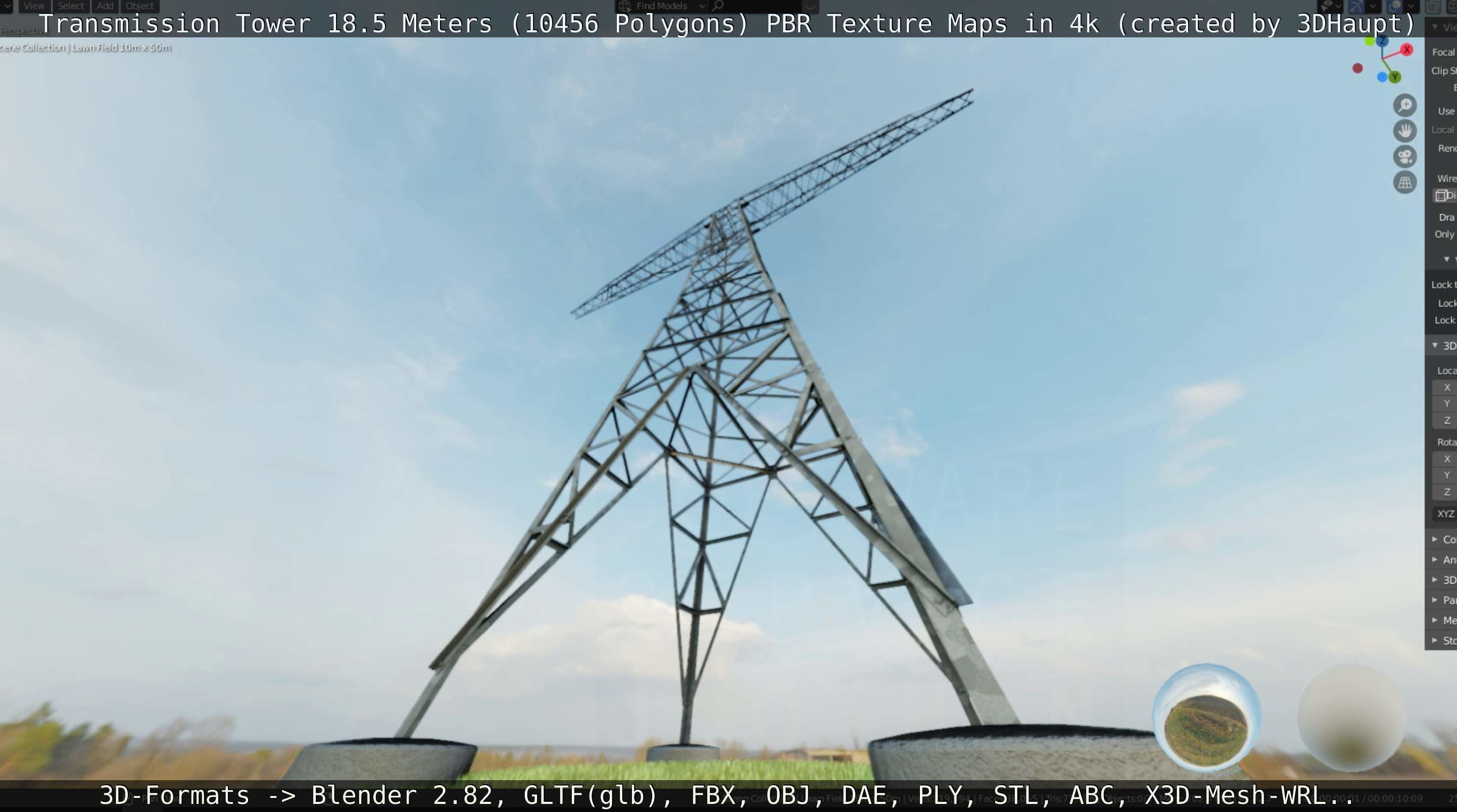Transmission Tower 18 Meters  Low-poly 3D model_82