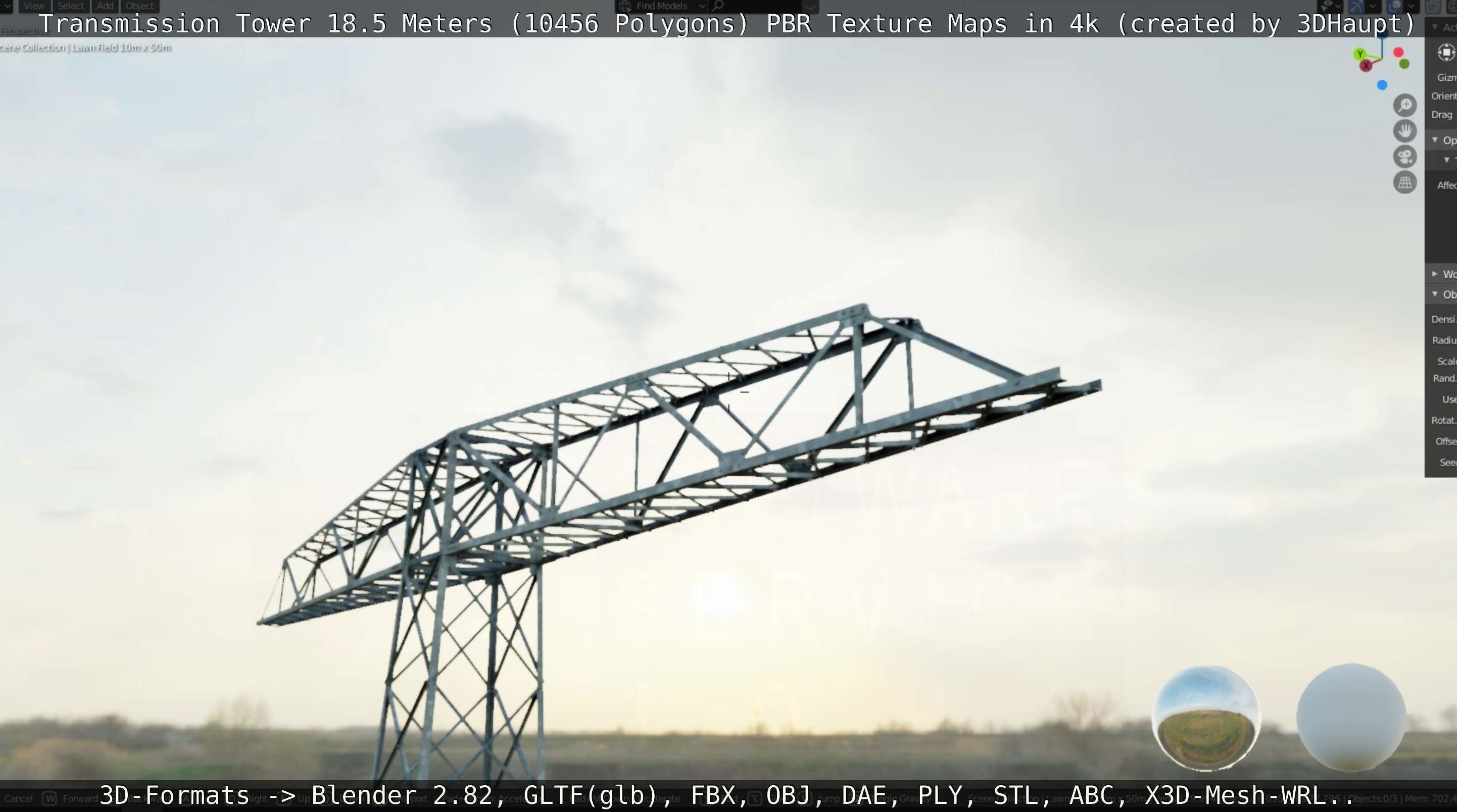 Transmission Tower 18 Meters  Low-poly 3D model_9