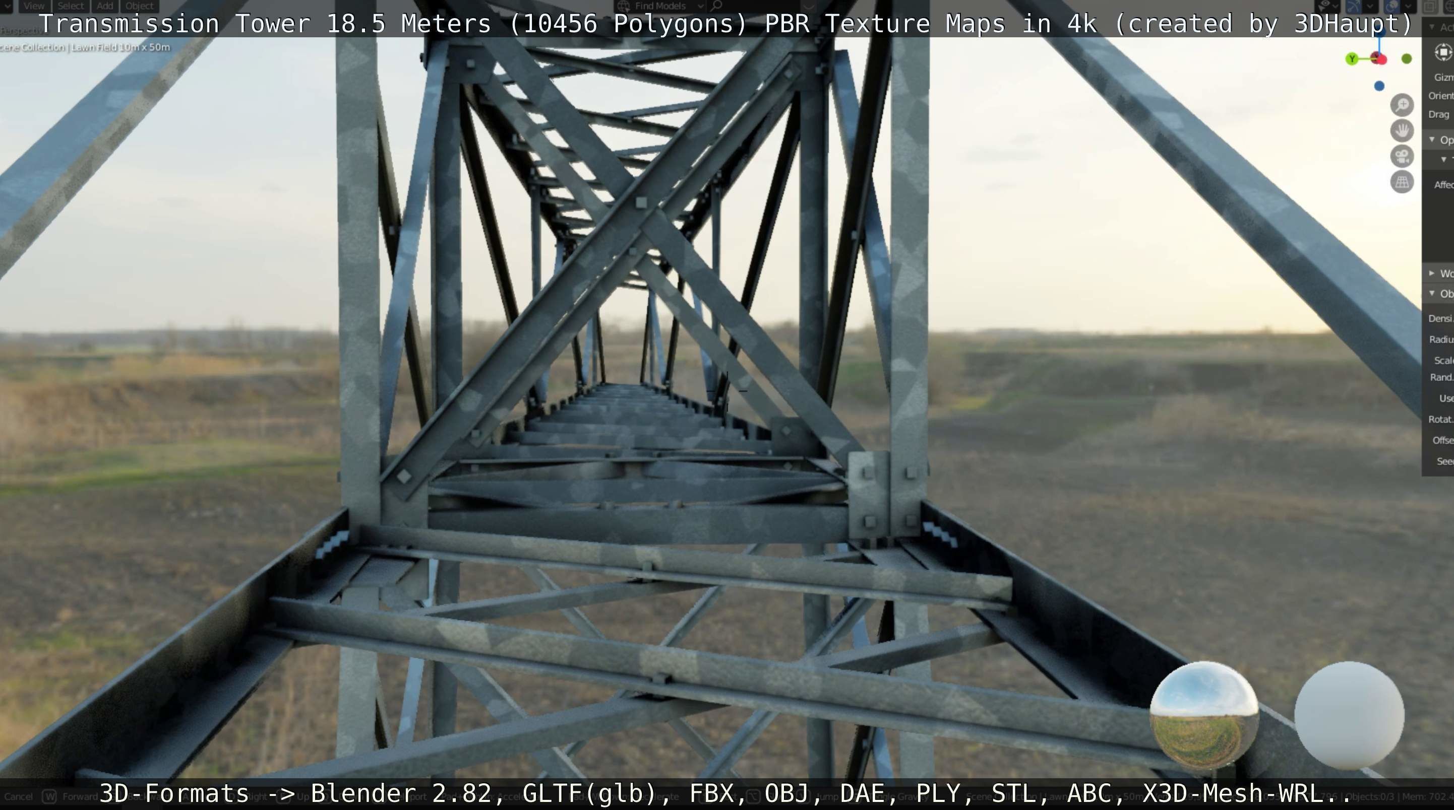 Transmission Tower 18 Meters  Low-poly 3D model_11