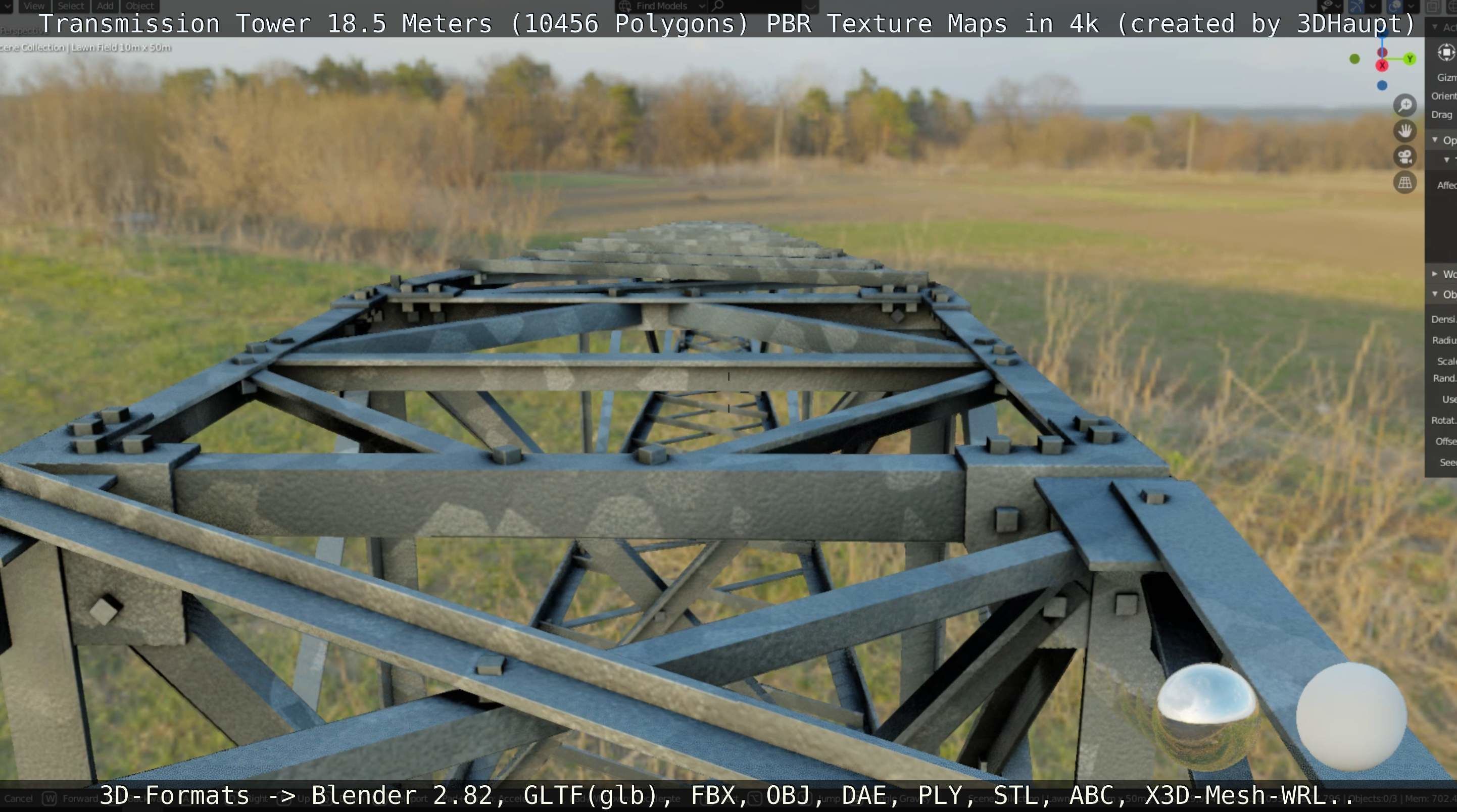 Transmission Tower 18 Meters  Low-poly 3D model_12