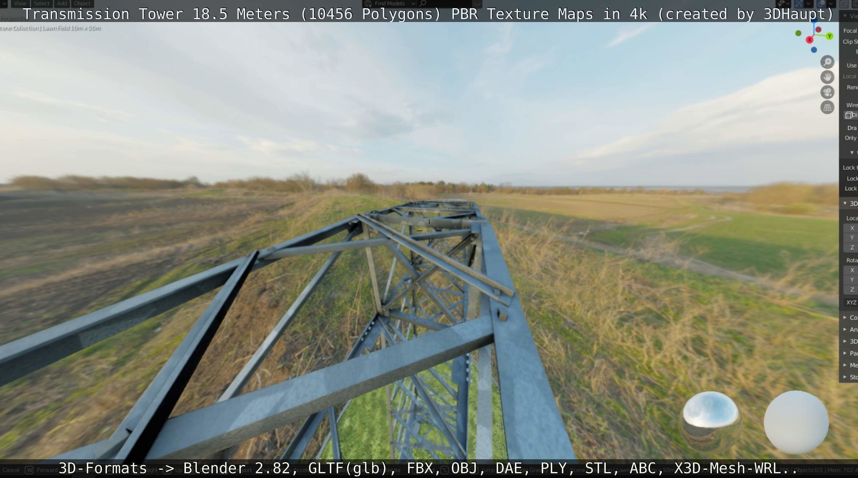 Transmission Tower 18 Meters  Low-poly 3D model_59