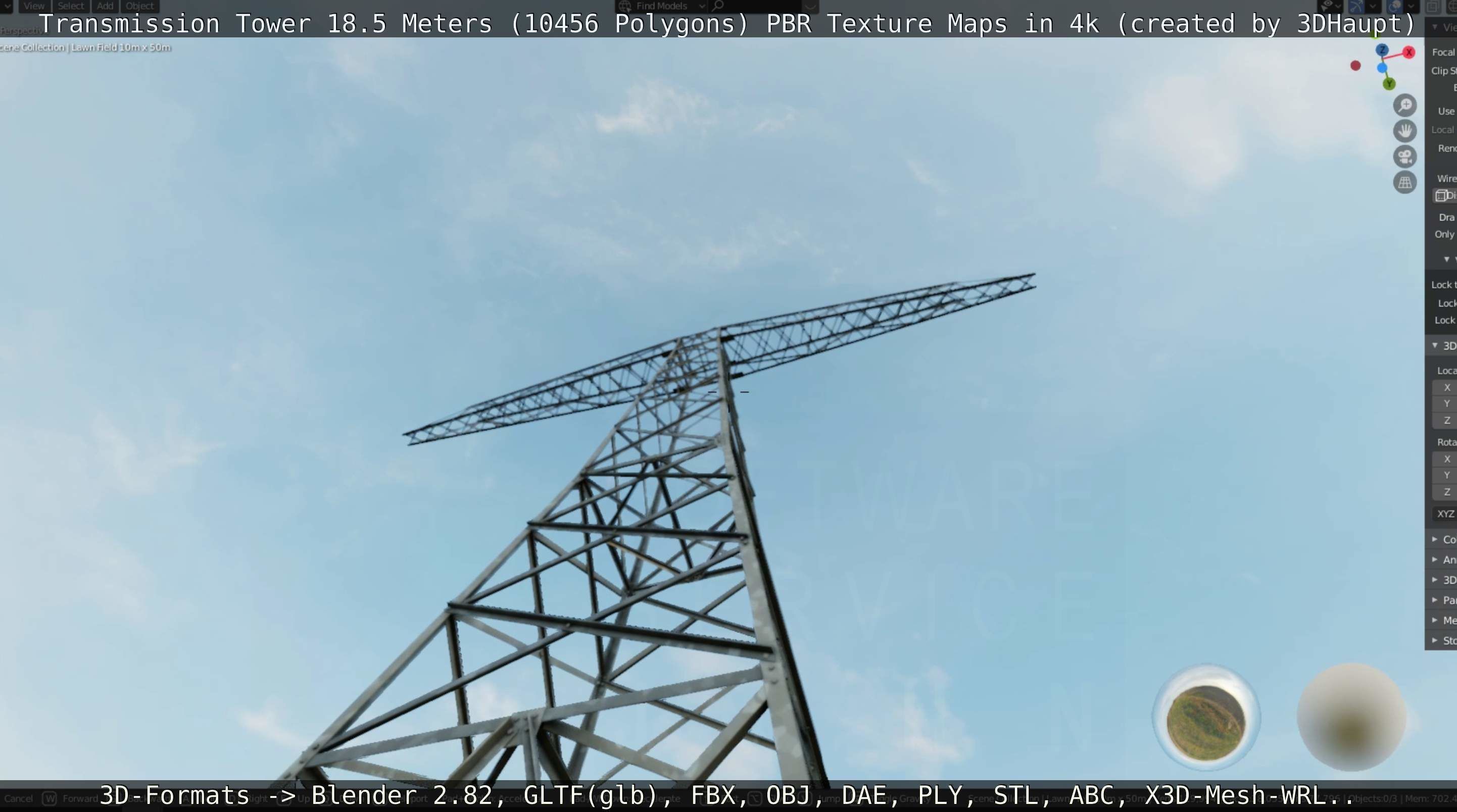 Transmission Tower 18 Meters  Low-poly 3D model_17