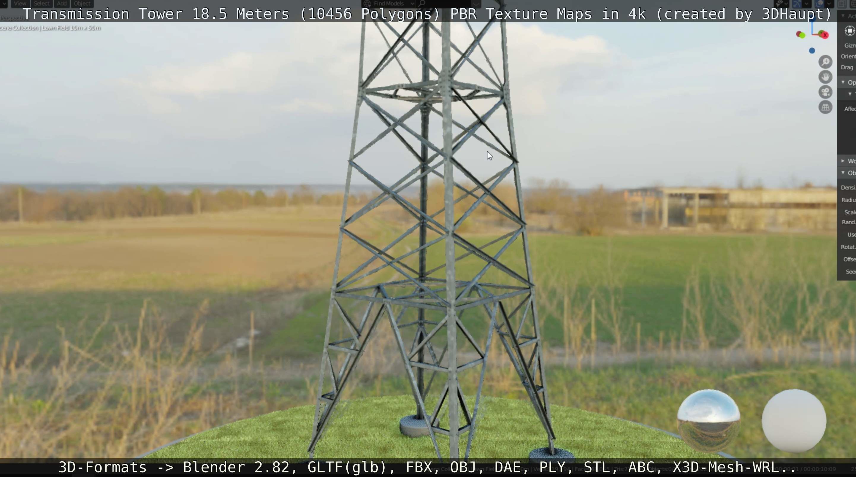 Transmission Tower 18 Meters  Low-poly 3D model_5